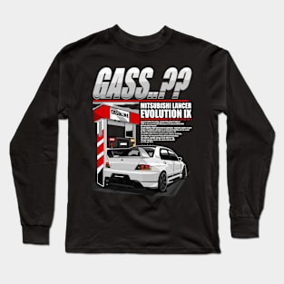 MITSUBISHI LANCER EVO IX ON GAS STATION-WHITE Long Sleeve T-Shirt